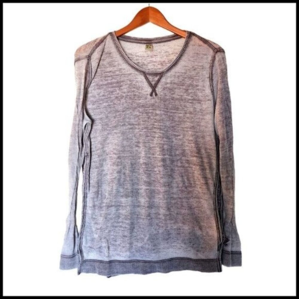 Green Tea Waffle Knit Long Sleeve Shirt Tee M Medium Purple White
